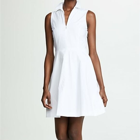 THEORY Collared Flare Dress white size 8 - Picture 1 of 5